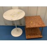 Small marble top tripod table and small square marble occasional table. Tripod 16” diameter x 21”