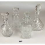 4 cut glass decanters with stoppers