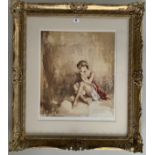 Signed print by Francis A. Boxall ‘Solitaire’ with blind stamp FATG DKA. Image 15.75” x 18”, frame