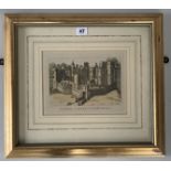 Engraving ‘Sandal Castle in Yorkshire’, image 10” x 7.5”, frame 19” x 17”