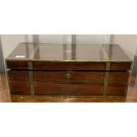 Mahogany writing box with brass inlay. 20” long x 10” wide x 7” high