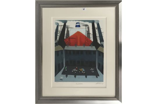 Signed limited edition print by Mackenzie Thorpe ‘The Game’, no. 96/395. Image 17” x 21”, frame 30. - Image 1 of 4