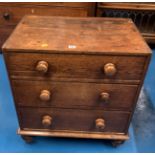 Antique Oak chest with 3 drawers. 25.5” long x 17” deep x 29” high.