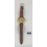 Gold plated Tissot gents wristwatch with leather strap, working