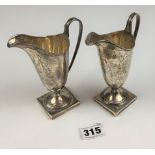 Pair of silver jugs, 5” high, total w: 6 ozt