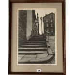 Signed limited edition print by Stuart Walton, steps, no. 108/275. Image 12” x 18”, frame 18” x 25”