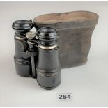 Pair of cased military binoculars with built in compass
