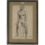 Drawing of nude by Philip Naviasky with label of authenticity on back signed by Millie Naviasky.