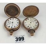 2 plated pocket watches. 2” diameter, not working