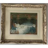 Signed print by W. Russell Flint, lady reclining in white dress. Image 18” x 14.5”, frame 30” x 26”