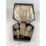 Cased silver vanity set by Walker & Hall, Sheffield including hairbrush, clothes brush, comb, hand