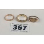 2 x 9k rings. White stone Size P/Q, band rolled gold signet ring Size K, Total W: 3.0g