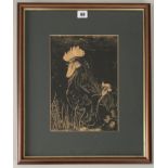 Print by S. Lawrence ‘Chickhens’. Image 8.5” x 12”, frame 16.5” x 20”