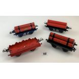 Hornby ‘O’ gauge – 3 gas cylinder wagons and barrel wagon