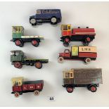 7 scratch built ‘O’ gauge models – LMS wagon, LMS van, LNER wagon, Cadburys van, Huntley & Palmer