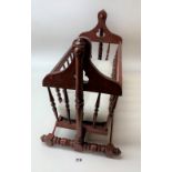 Dolls’ rocking cradle (reproduction). With mattress. Some damage to bottom bar. 19” high x 26” long