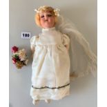 S PB H 1909 6/0 Germany bride doll. Fully jointed. Open mouth. Moving eyes. Original clothes. Some