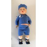 Pallitoy 55, Made in England large celluloid toddler ‘Martin’. Moulded hair. Blue knitted suit.