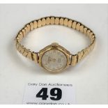 9ct gold metal core Rotary ladies watch, running