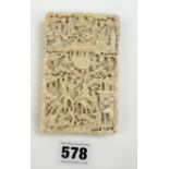 Cantonese ivory carved card case 4” x 2.5” Weight 100 grams