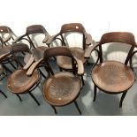 5 Bentwood chairs with shell seats, 1 with flagpole extension, 25”x 19”d x 33”h