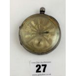 Silver pocket watch, Halpern Bros. Manchester. 2” diameter. Not running. Total w: 5.8 ozt