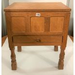 Mouseman box on legs with lift up lid and single drawer 20” w x 13”d x 24”h