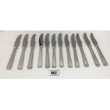 12 silver handled cake knives with plated blades, total w: 13ozt