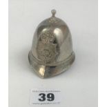 Silver plated policeman’s helmet bell, 3” high