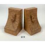 Pair of Mouseman bookends 6” high