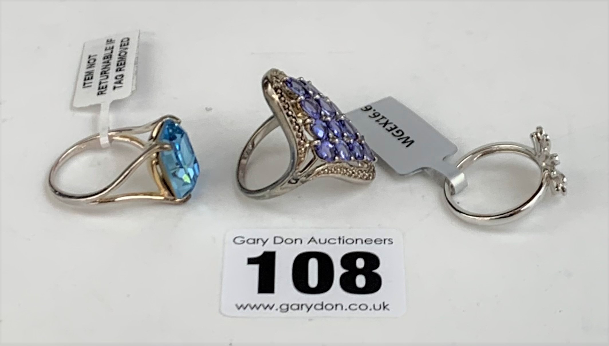 6 silver and coloured stones dress rings, sized K/L/M and marked 925. Total w: 0.7 ozt - Image 7 of 11