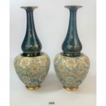 Large pair of Doulton Lambeth vases 17”h