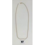 9k gold necklace 21.5” long, w: 3.3 gms