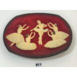 Handpainted Bossons Pottery plate with applied ballet dancers, 13.25” diameter