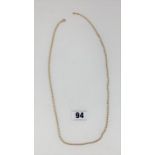 Unmarked necklace, 24” long, w: 9.1 gms