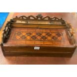 Marquetry inlaid writing slope with green baize and fitted interior 18.5” w x 11”d x 7.5”h