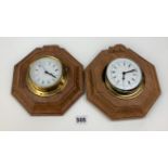 2 x Mouseman octagonal wall clocks (1 without glass face), 8”