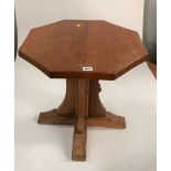 Mouseman octagonal coffee table with accompanying glass top 21”diameter x 19”h