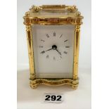 Brass carriage clock, Alain Movement 4.5” high