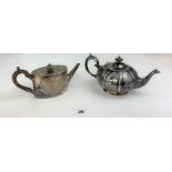 2 silver plated embossed teapots – 5.5” high & 4.5” high