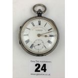 Silver pocket watch ‘The Express English Lever’, J.G. Graves Sheffield. 2” diameter. Total w: 4.