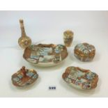 4 piece Japanese dressing table set comprising dish 8” x 7”, small dish 5” x 4”, ring tree and