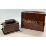 2 mahogany church boxes – ‘Weekly Offerings’ 11” x 8” and ‘Contributions for Zion Chapel’ 7.5” x 4”