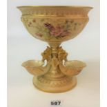 Royal Worcester 1713 fountain shaped bowl on stand, 9” high