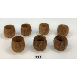 7 Mouseman napkin rings 2” high