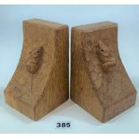 Pair of Mouseman bookends 6” high