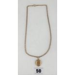 9k gold necklace, 18” long with 9k locket 0.75”. total w: 10.6 gms