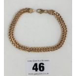 9k gold bracelet, 7.5” long, w: 5 gms