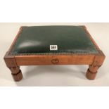 Wrenman footstool with green leather top 16”l x 12”w x 6” h