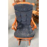 Dutailier wooden rocking chair with loose cushions 21”w x 20”d x 40”h